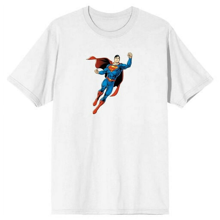 Superman Superhero Power Pose Men's White Graphic Tee-XL