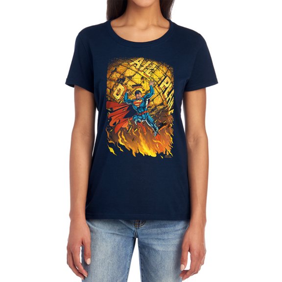 Superman Superman #1 Women's T Shirt, Navy, Medium