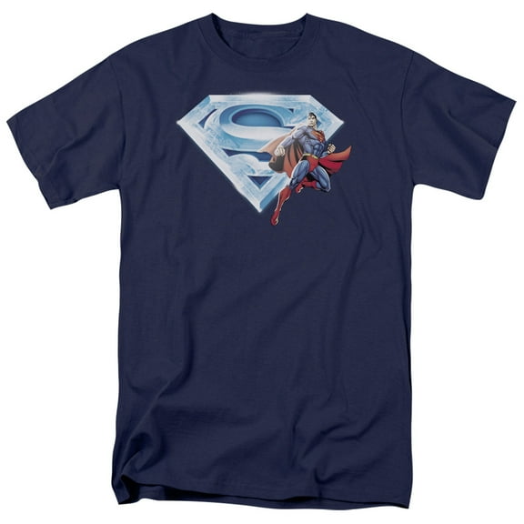 Superman Superman & Crystal Logo Officially Licensed Adult T Shirt