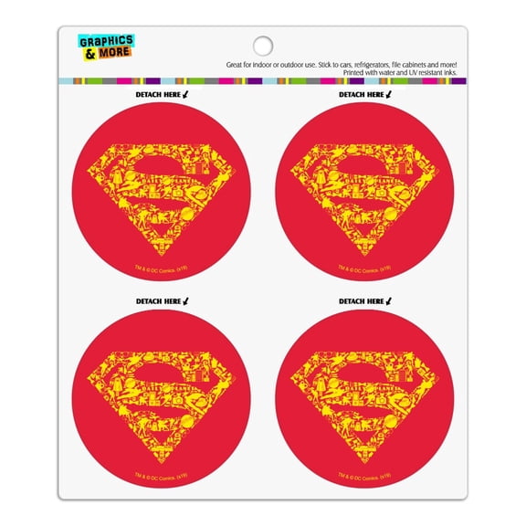 Superman Superman Icons Logo Refrigerator Fridge Locker Vinyl Circle Magnet Set