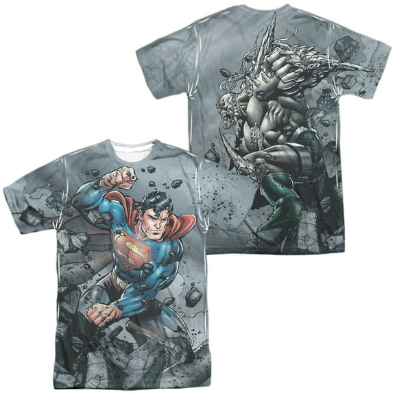 Superman Superman Vs Doomsday Unisex Adult Sublimated Costume T Shirt (Front/Back), X-Large Multicolor