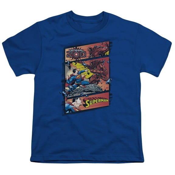 Superman - Superman Vs Zod - Youth Short Sleeve Shirt - Large