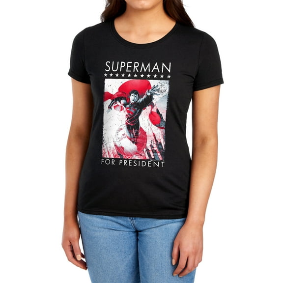 Superman Superman for President Women's T Shirt, Black, Large