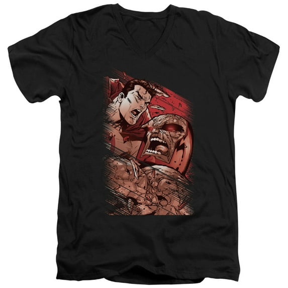 Superman Supes Vs Darkseid Adult V-Neck T-Shirt 30/1 T-Shirt Black