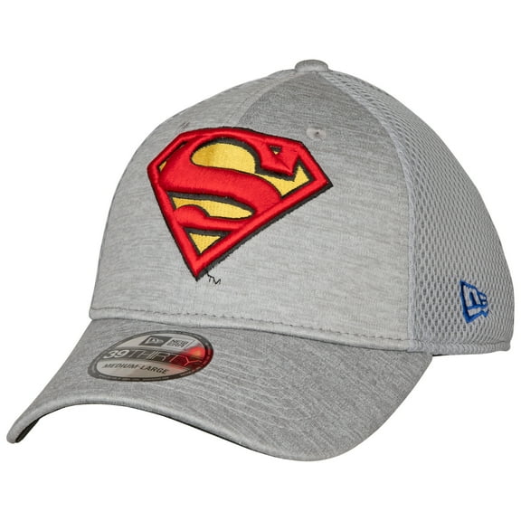Superman Symbol Grey Shadow Tech New Era 39Thirty Fitted Hat-Small/Medium