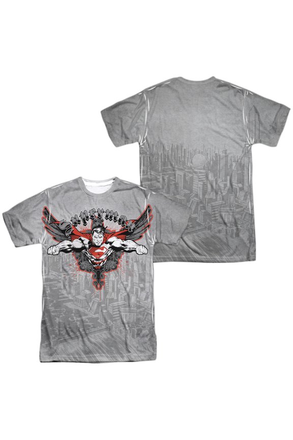 Superman Take Wing Unisex Adult Sublimated Costume T Shirt (Front/Back), Small Multicolor