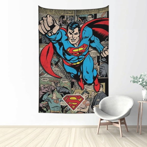 Superman Tapestry Aesthetic Wall Hanging for Living Room Bedroom Art Tapestries Poster Blanket College Dorm Home Decor 60x40 Inch