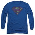 thumbnail image 1 of Superman Tattered Shield Long Sleeve Adult 18/1 T-Shirt Royal Blue, 1 of 1