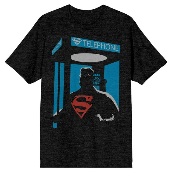 Superman Telephone Box Men's Black Soft T-Shirt-Medium