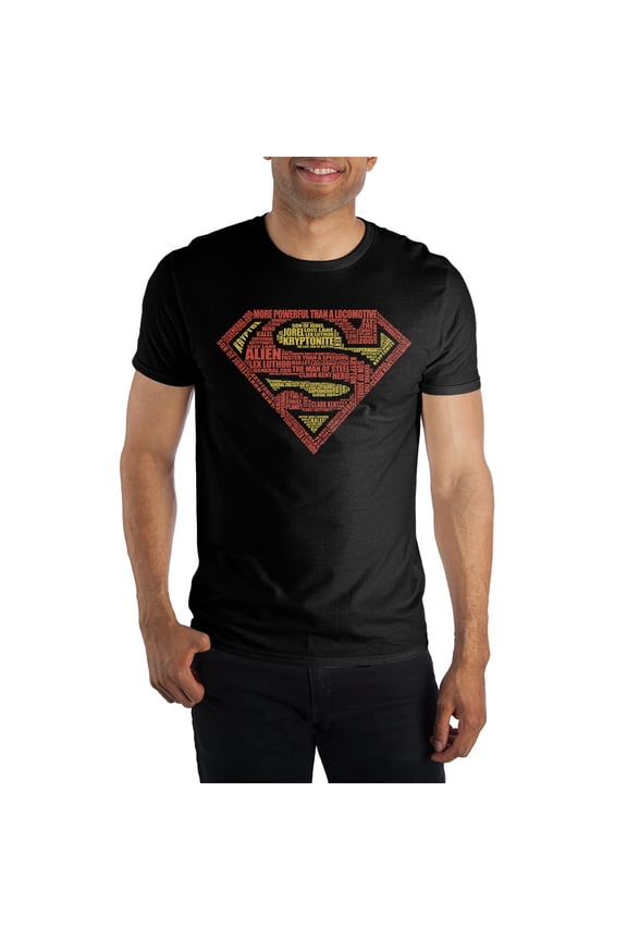 Superman Text Logo Mens' Black T-Shirt-L