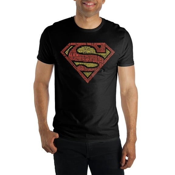 Superman Text Logo Mens' Black T-Shirt-M