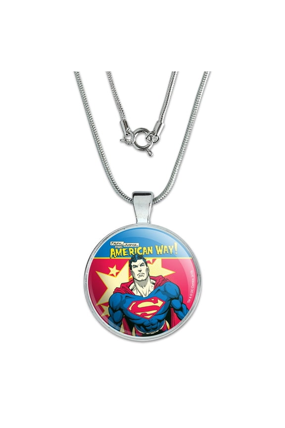 Superman The American Way 1" Pendant with Sterling Silver Plated Chain