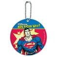 thumbnail image 1 of Superman The American Way Round Luggage ID Tag Card Suitcase Carry-On, 1 of 8