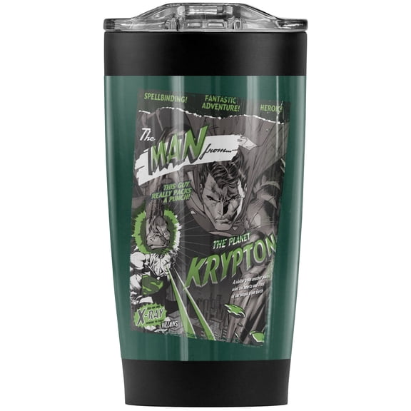 Superman The Man From Krypton Stainless Steel Tumbler 20 oz Coffee Travel Mug/Cup, Vacuum Insulated & Double Wall with Leakproof Sliding Lid | Great for Hot Drinks and Cold Beverages