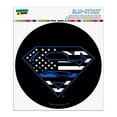 thumbnail image 1 of Superman Thin Blue Line Flag Shield Logo Automotive Car Window Locker Circle Bumper Sticker, 1 of 7