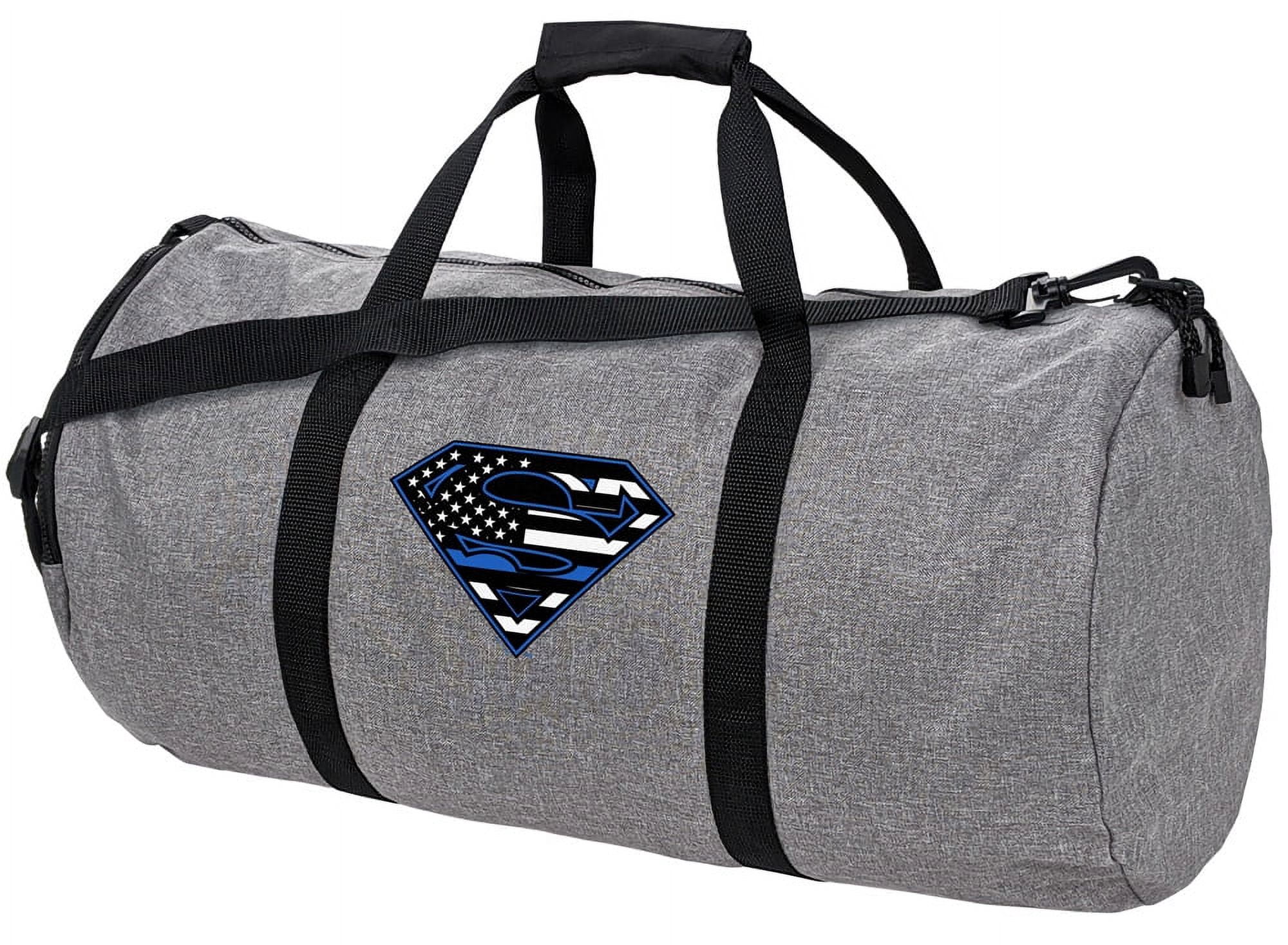 Superman Thin Blue Line Flag Shield Logo Lightweight Duffel Bag for Sports and Gym Packable for Travel