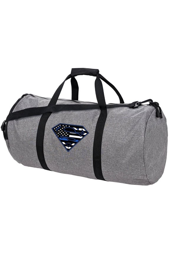Superman Thin Blue Line Flag Shield Logo Lightweight Duffel Bag for Sports and Gym Packable for Travel