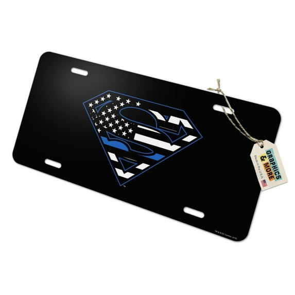 Superman Thin Blue Line Flag Shield Logo Novelty Metal Vanity Tag License Plate