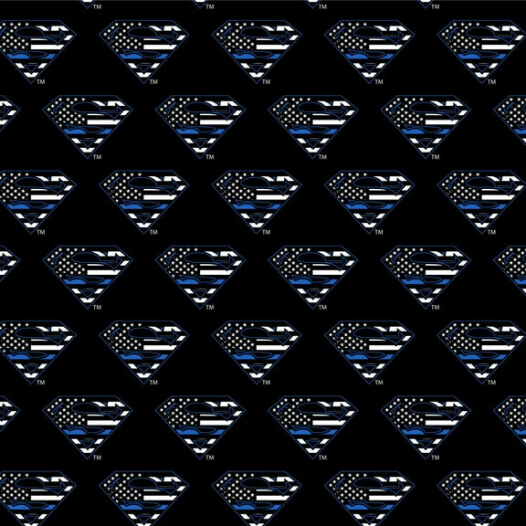Superman Thin Blue Line Flag Shield Logo Premium Roll Gift Wrap Wrapping Paper