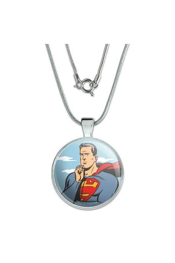 Superman Thinking 1" Pendant with Sterling Silver Plated Chain