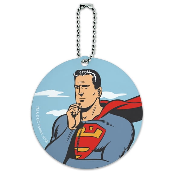 Superman Thinking Round Luggage ID Tag Card Suitcase Carry-On