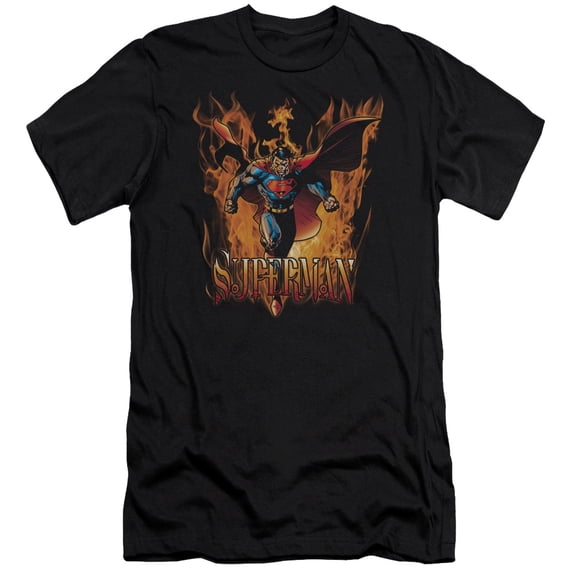 Superman Through The Fire Adult 30/1 T-Shirt Black