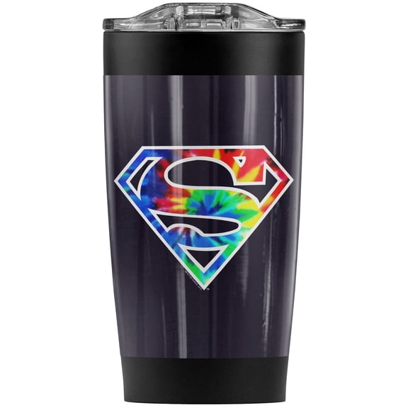 Superman Tie Dye Logo Stainless Steel Tumbler 20 oz Coffee Travel Mug/Cup, Vacuum Insulated & Double Wall with Leakproof Sliding Lid | Great for Hot Drinks and Cold Beverages