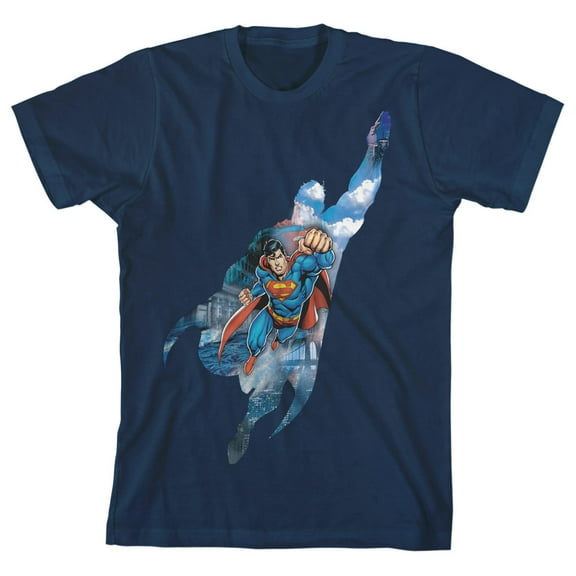 Superman Trap Graphics Boy's Navy T-shirt-Small
