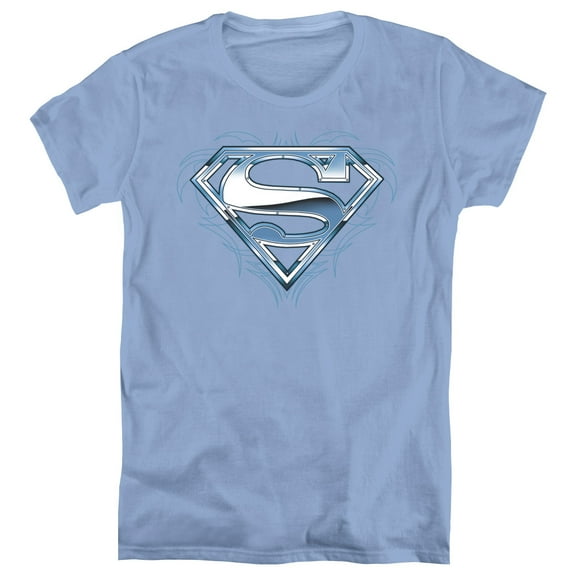 Superman Tribal Chrome Shield Women's T-Shirt Carolina Blue