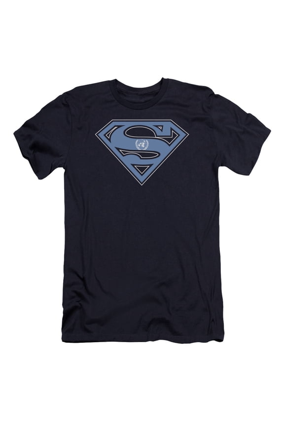 Superman U N Shield Premium Adult Slim Fit 30/1 T-Shirt Navy