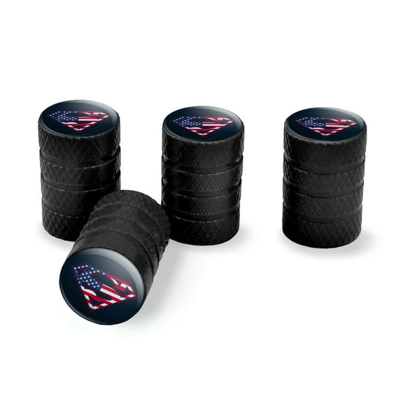 Superman USA American Flag Shield Logo Tire Rim Wheel Aluminum Valve Stem Caps