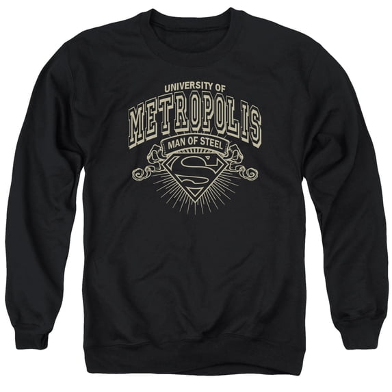 Superman University Of Metropolis Adult Crewneck Sweatshirt Black