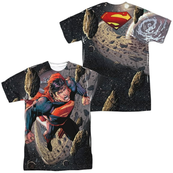 Superman Up Up Unisex Adult Sublimated Costume T Shirt (Front/Back), Medium Multicolor