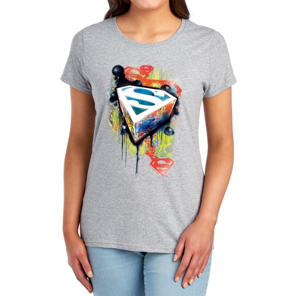Superman Urban Shields Women's T Shirt, Athletic Heather, Medium