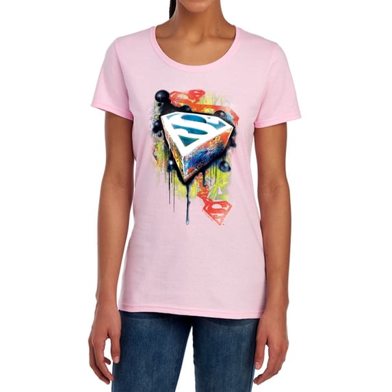 Superman Urban Shields Women's T Shirt, Pink, Small