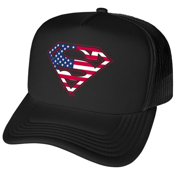 Superman Usa American Flag Shield Logo Foam Snapback Trucker Hat - Unisex for Men and Women