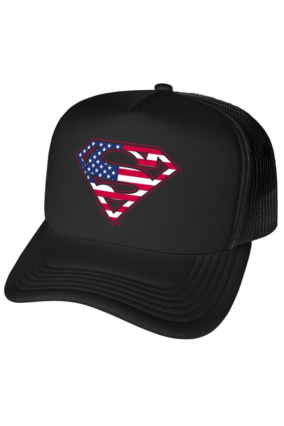Superman Usa American Flag Shield Logo Foam Snapback Trucker Hat - Unisex for Men and Women