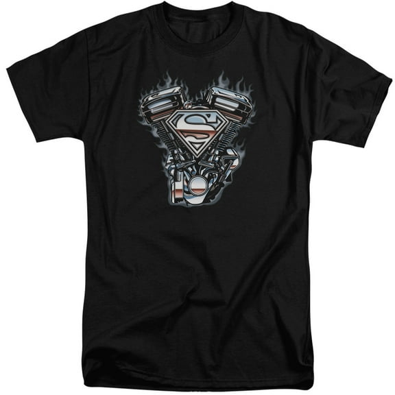 Superman V Twin Logo Adult Tall T-Shirt Black