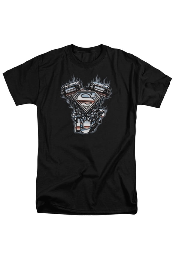 Superman V Twin Logo Adult Tall T-Shirt Black