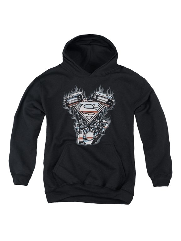 Superman - V Twin Logo - Youth Hooded Sweatshirt - Large