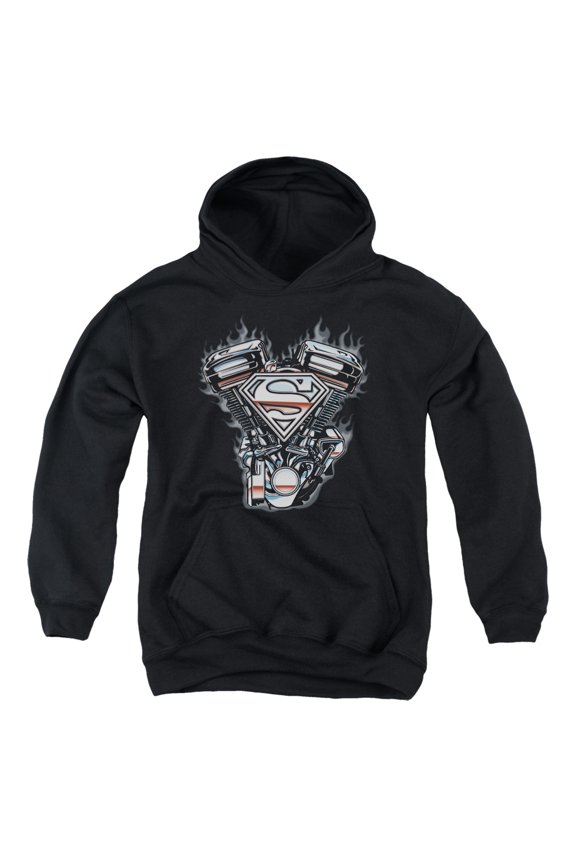 Superman - V Twin Logo - Youth Hooded Sweatshirt - Large