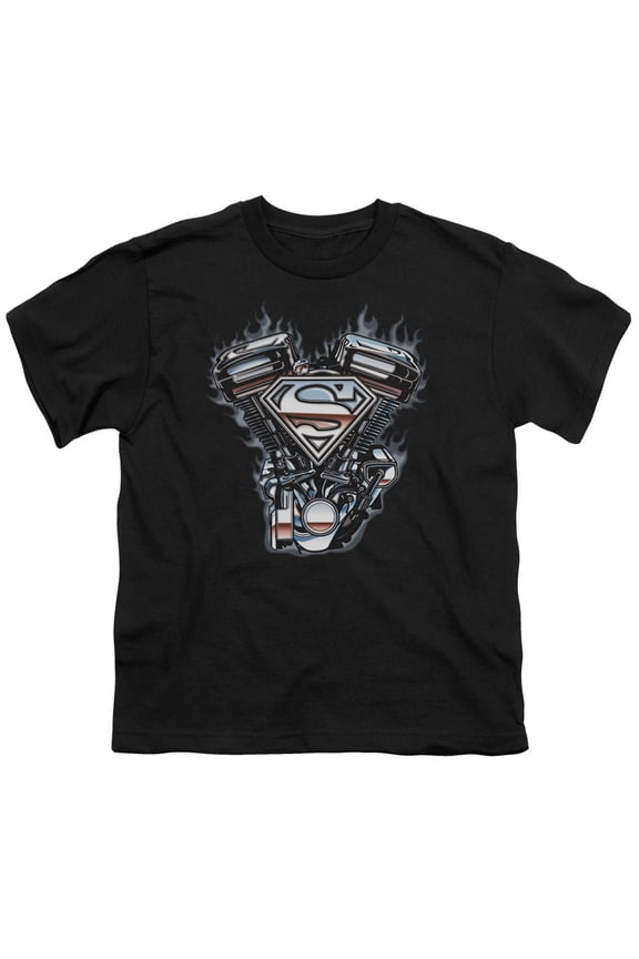 Superman - V Twin Logo - Youth Short Sleeve Shirt - Medium