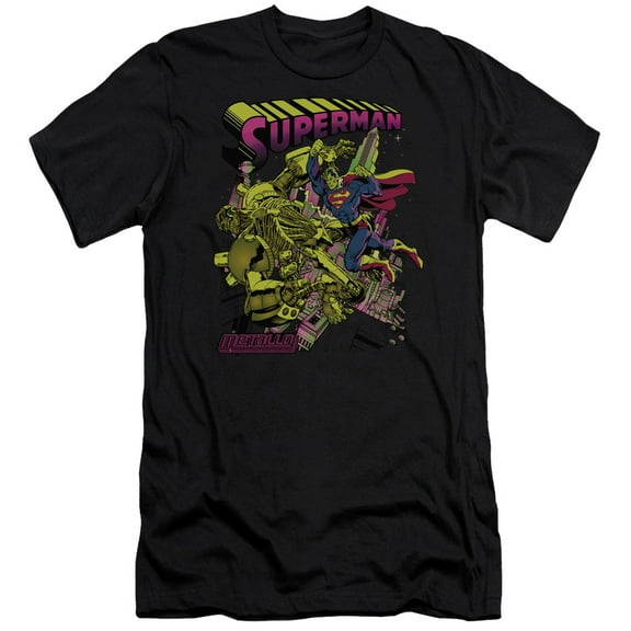 Superman Versus Metall T-Shirto Blacklight Adult 30/1 T-Shirt Black