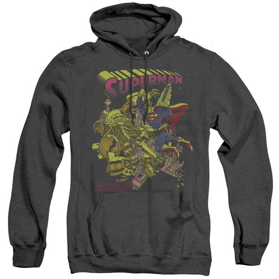 Superman Versus Metall T-Shirto Blacklight Adult Heather Hoodie Sweatshirt Black