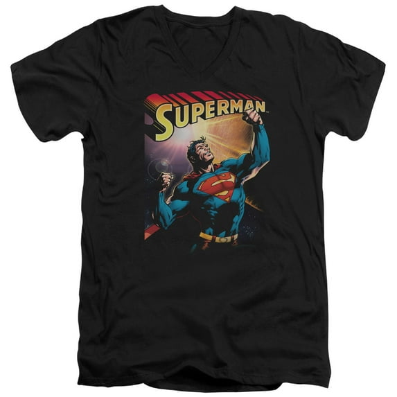 Superman Victory Adult V-Neck T-Shirt 30/1 T-Shirt Black