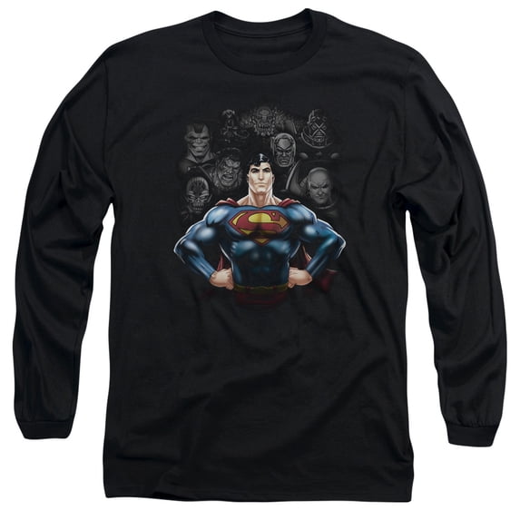 Superman Villains Long Sleeve Adult 18/1 T-Shirt Black