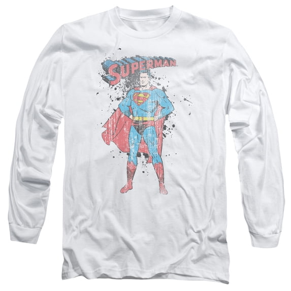 Superman - Vintage Ink Splatter - Long Sleeve Shirt - X-Large