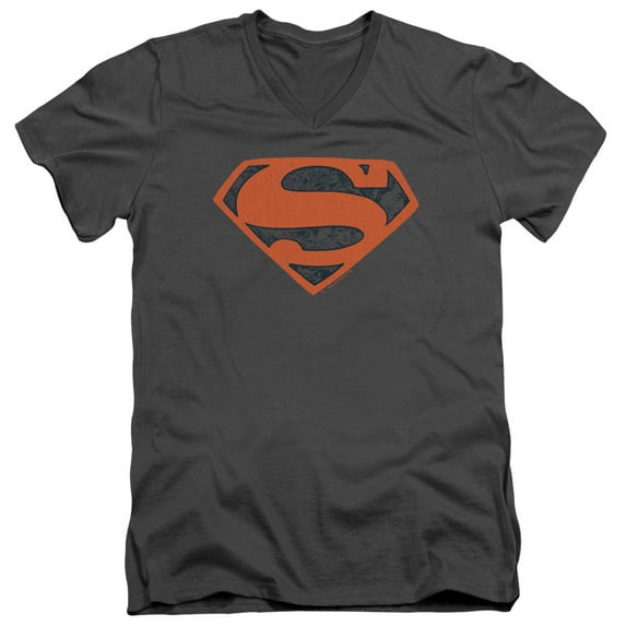 Superman - Vintage Shield Collage - Slim Fit V Neck Shirt - X-Large