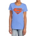 thumbnail image 1 of Superman Vintage Shield Collage Women's T Shirt, Carolina Blue, X-Large, 1 of 6