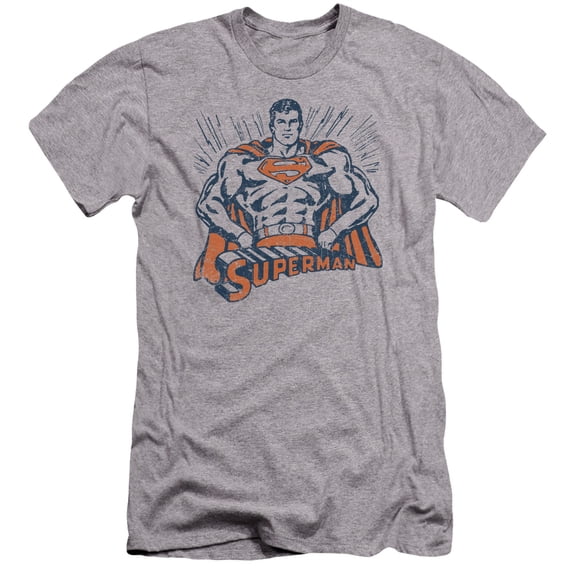 Superman Vintage Stance Premium Adult Slim Fit 30/1 T-Shirt Athletic Heather